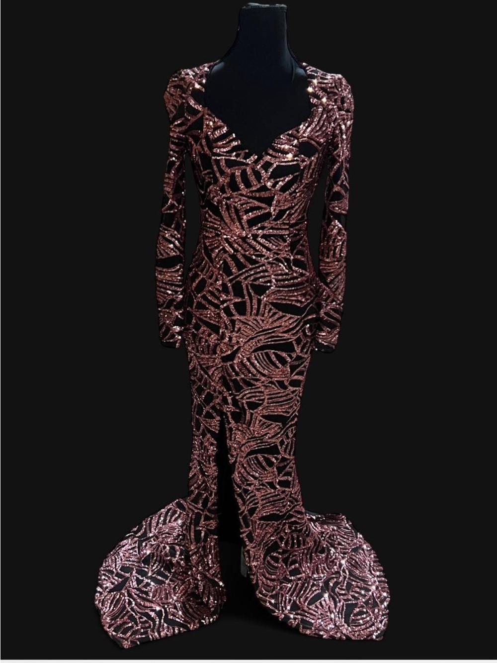 Fashion Nova Rose Gold Sequin Mermaid Maxi Dress